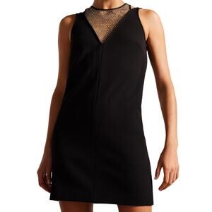 Ted Baker NWT Tasmmin Shift Embellished Neckline Mini Dress Size 1 (US 4) Black